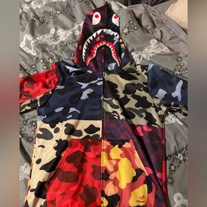 Multicolored Nmpmsge bape zip up hoodie